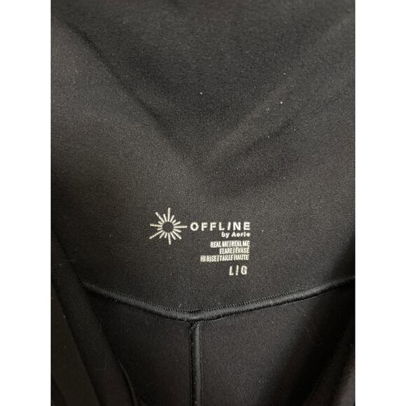 OFFLINE By Aerie Leggings Women Large Real Me High Waisted Crossover Flare Black - Picture 3 of 5